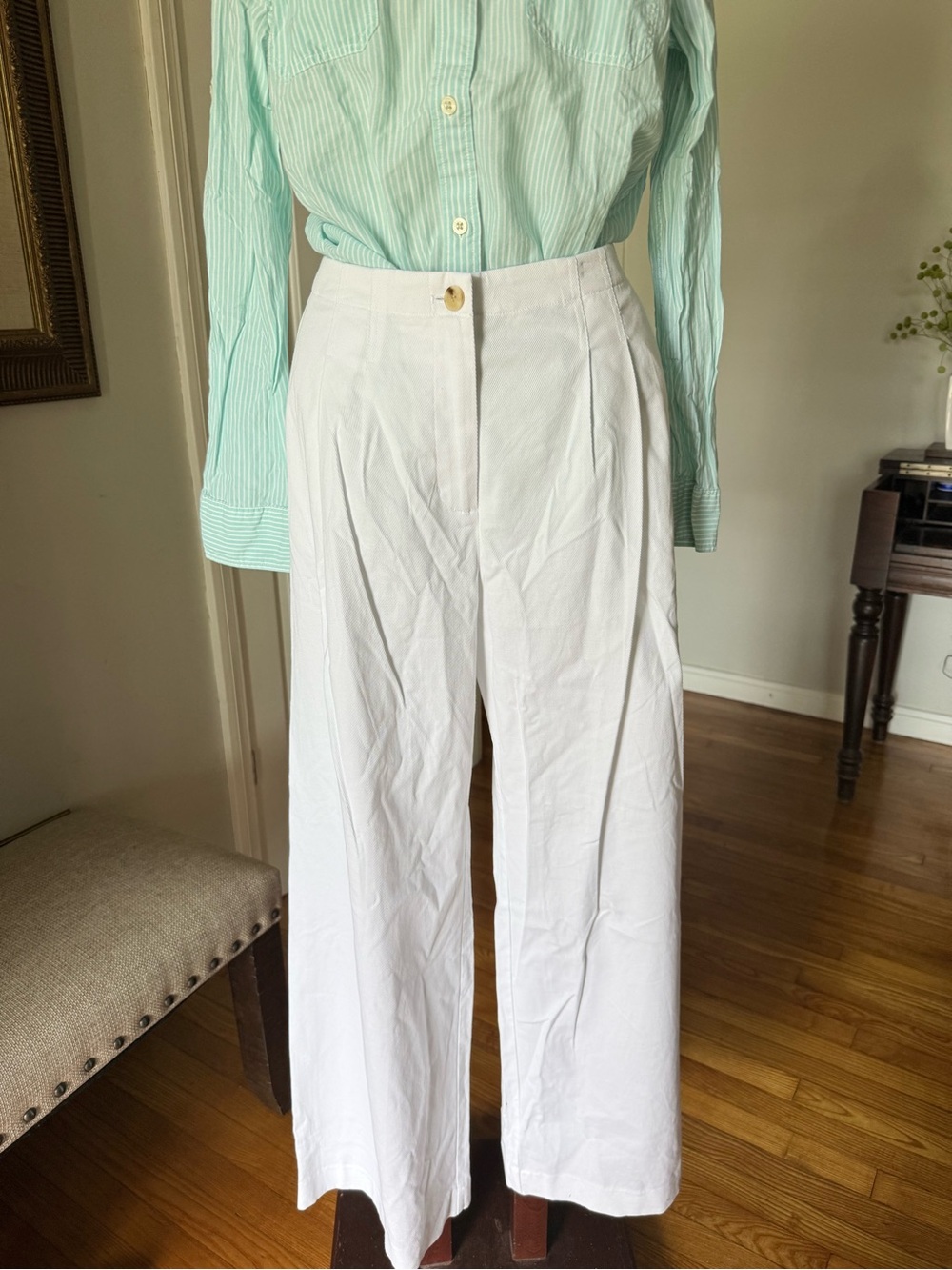 J. McLaughlin Nerissa White Wide-Leg Trousers, Size 10